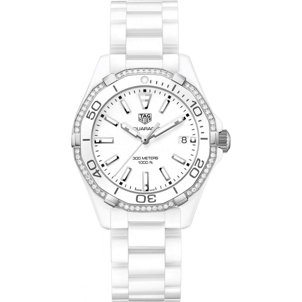 Tag Heuer Aquaracer Diamond White Ceramic Ladies Watch WAY1396 BH0717